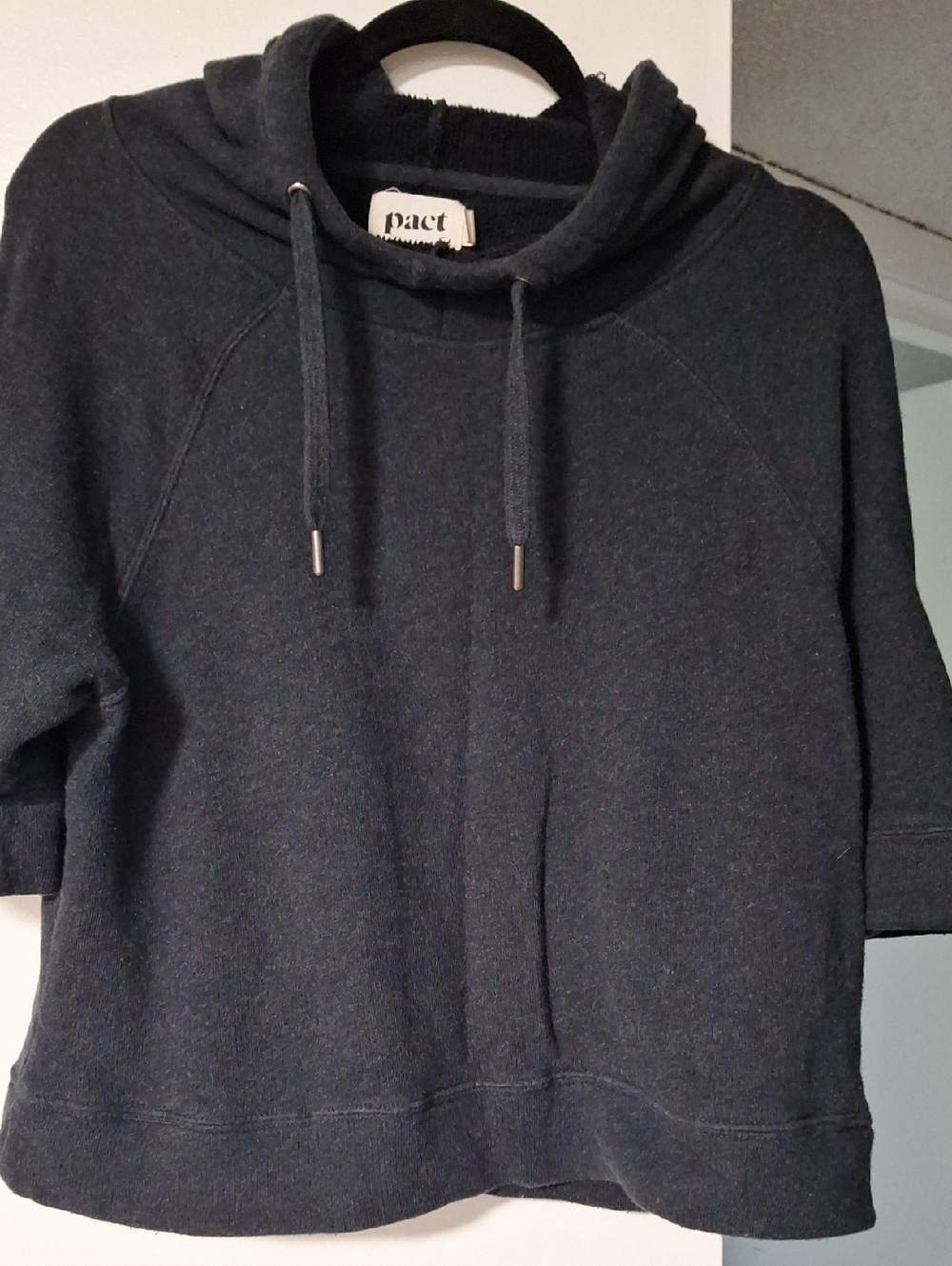 PACT Dark Grey/Black Hooded Short-Sleeve Sweatshirt